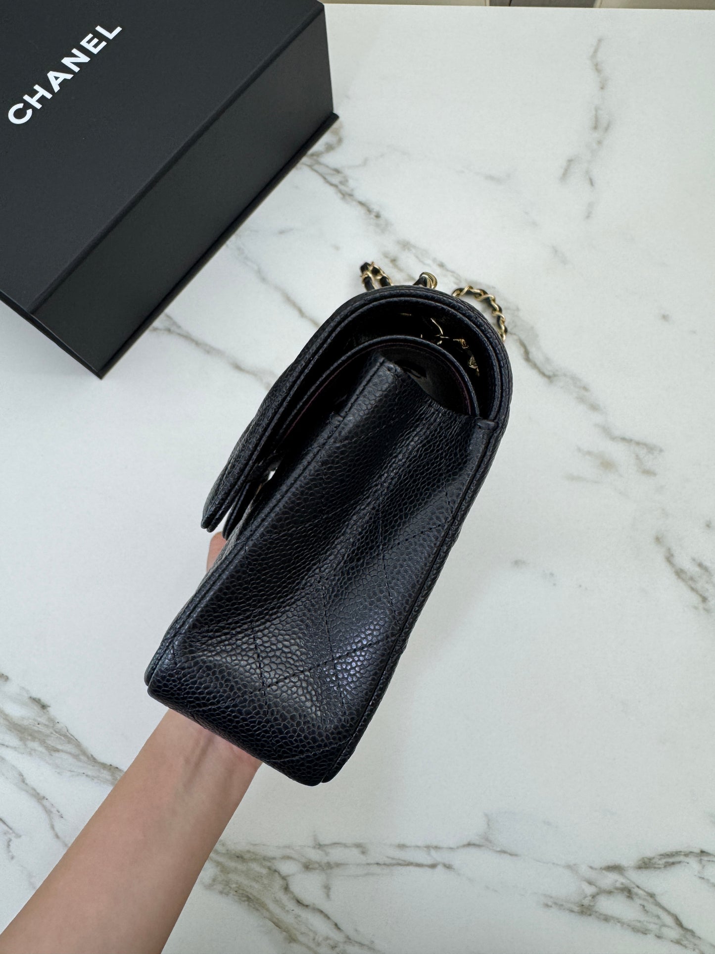 CHANEL CF25 Medium 黑金牛 Black Calfskin GHW