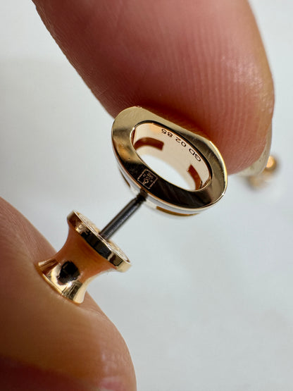 HERMES Mini Pop H 玫瑰金拼色耳環