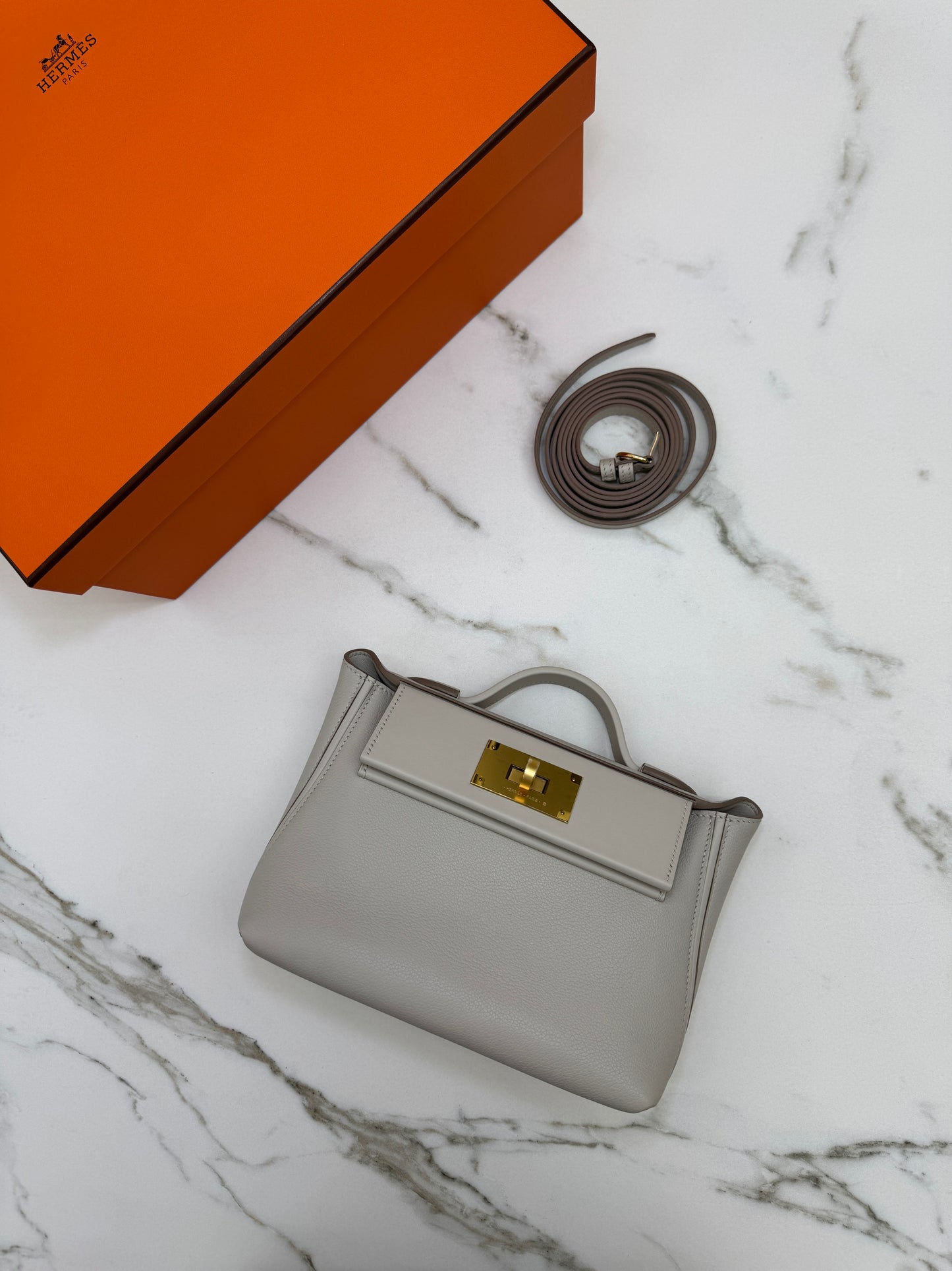 HERMES Mini 2424 冰川白金扣 Evercolor
