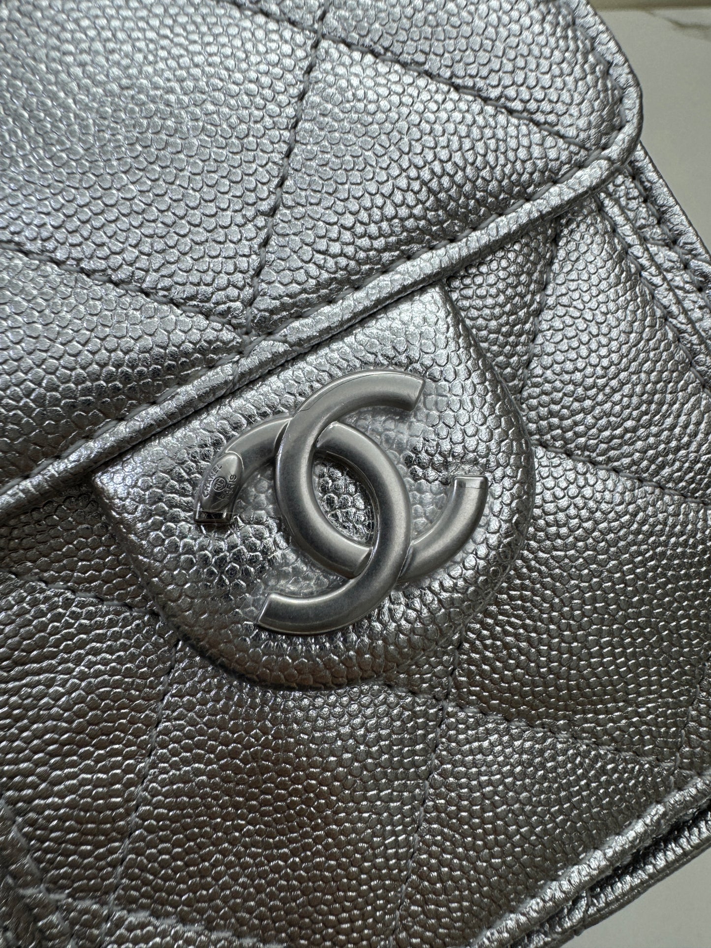 CHANEL Mini 25 Bag 銀色荔枝皮銀扣 Silver Caviar Calfskin PHW