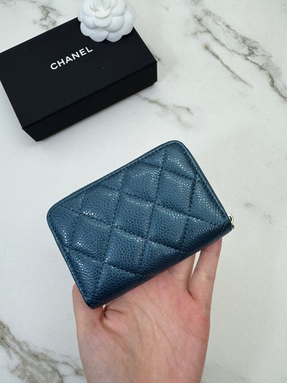 CHANEL 18S珠光藍 拉鏈零錢包 Iridescent Blue Coin Purse【Limited Edition】