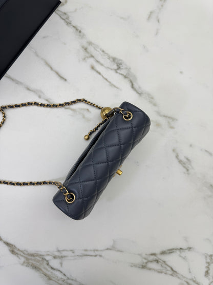 CHANEL 金球 Mini CF20 石墨灰 深灰羊皮