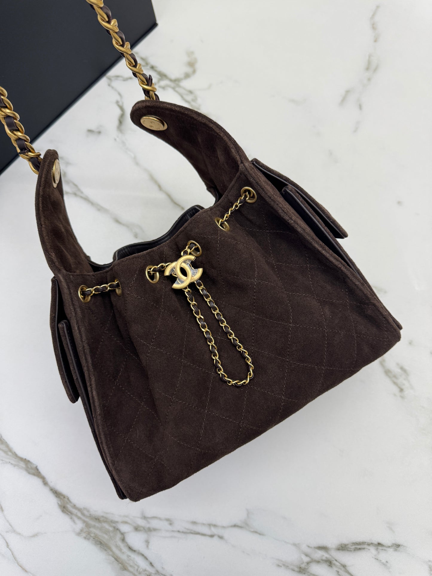 CHANEL 25Bag 麂皮深棕色 Small