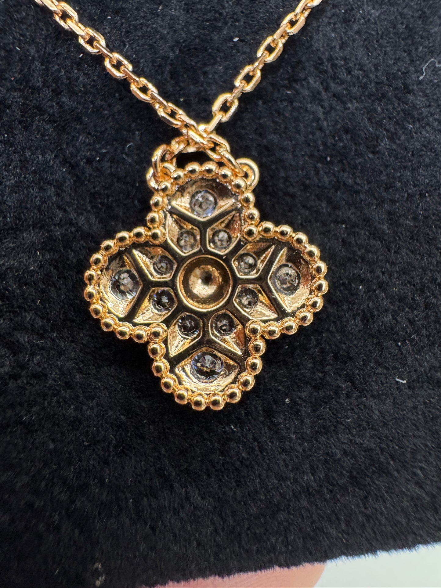 VCA Vintage Alhambra Necklace 滿鑽玫瑰金項鏈