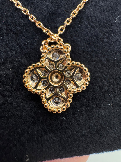 VCA Vintage Alhambra Necklace 滿鑽玫瑰金項鏈