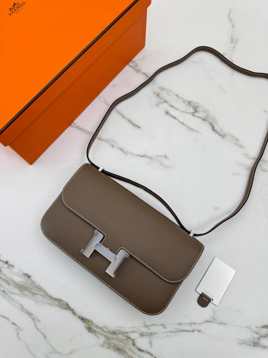HERMES Constance Elan 大象灰銀扣 Epsom Etoupe PHW