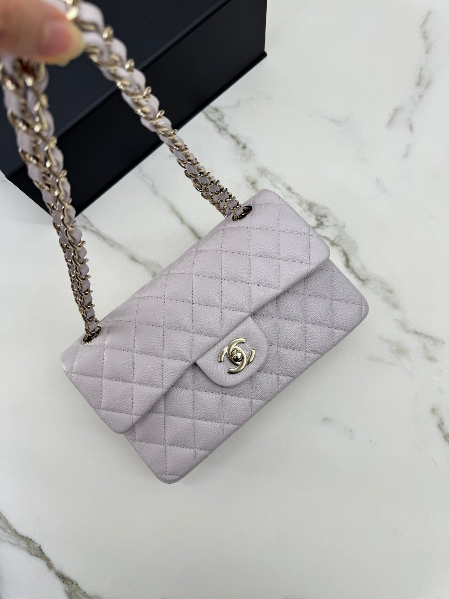 CHANEL 21S 淺粉紫 Classic Flap Small CF23 Liliac