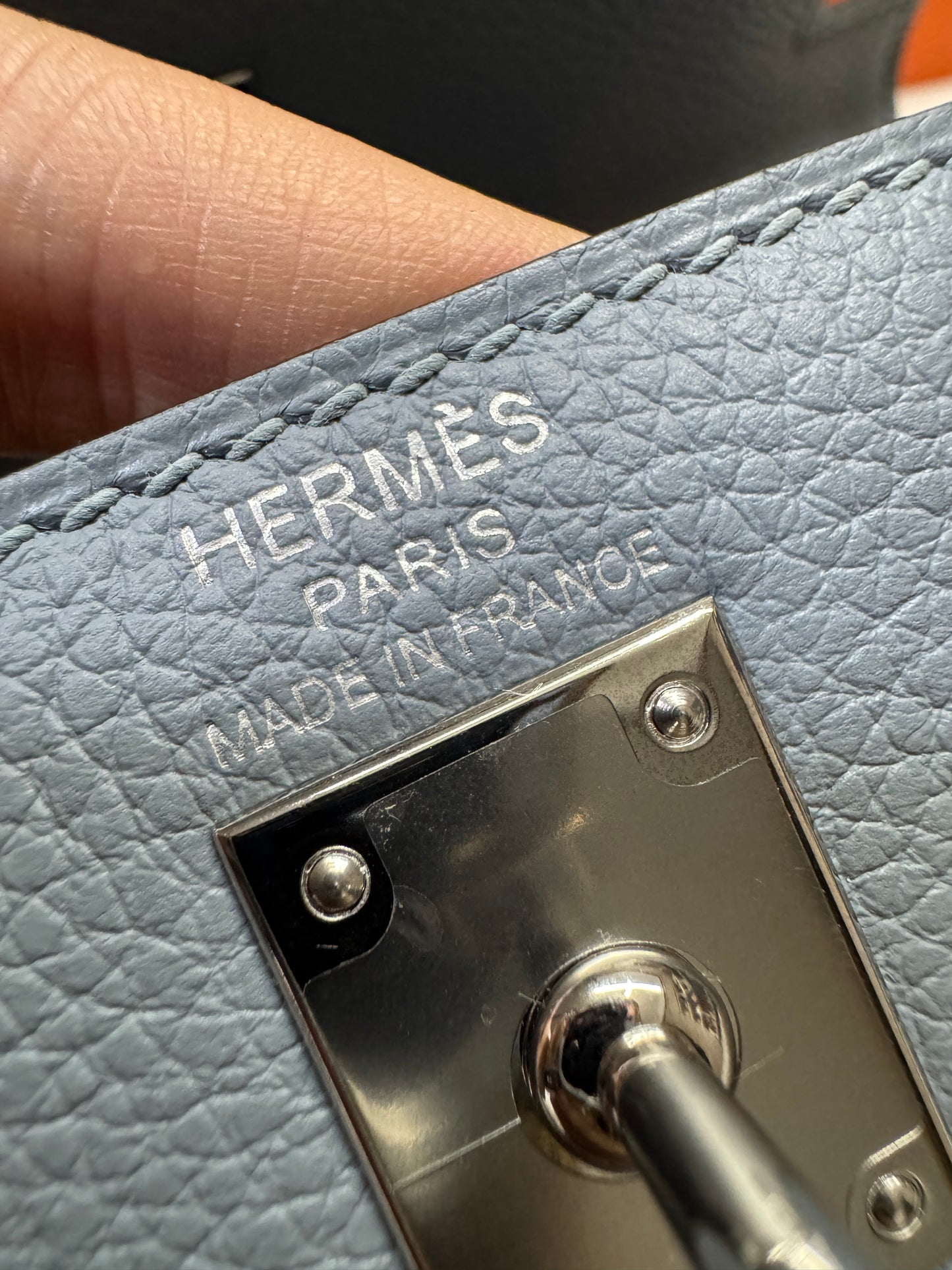HERMES Kelly 25 亞麻藍 銀扣 內縫 Togo Selier