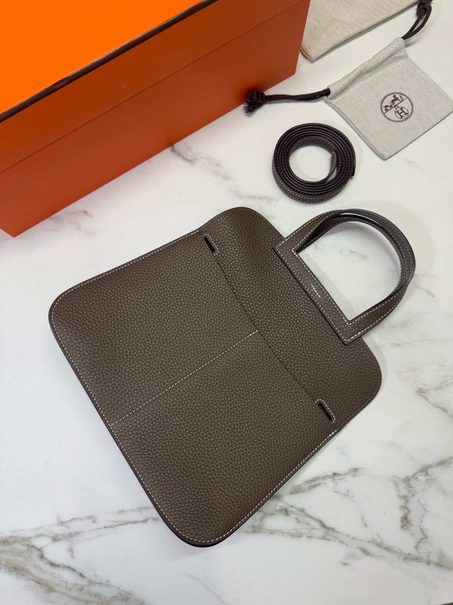 HERMES Halzan 25 大象灰金扣