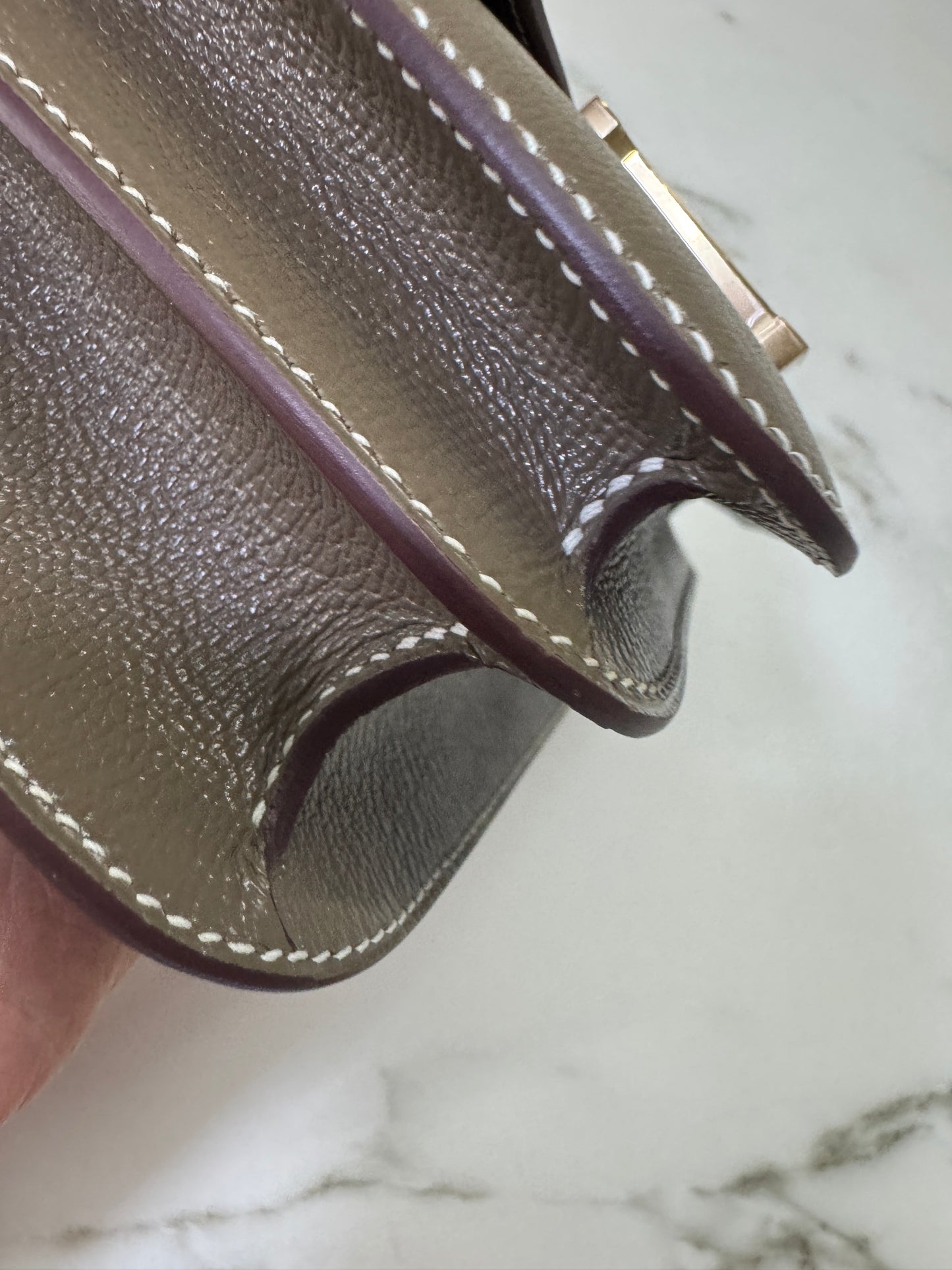 HERMES Mini Constance 大象灰山羊皮 金扣 Etoupe GHW