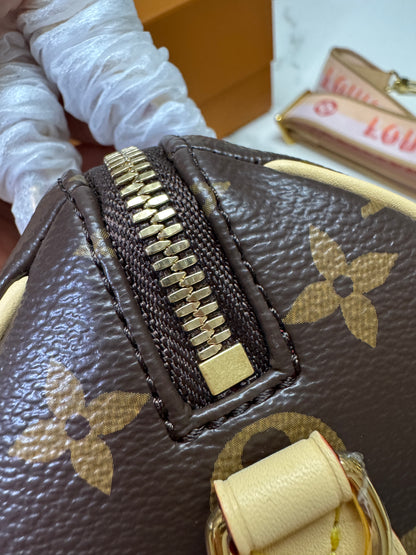 LV Speedy 20 粉橙色肩帶