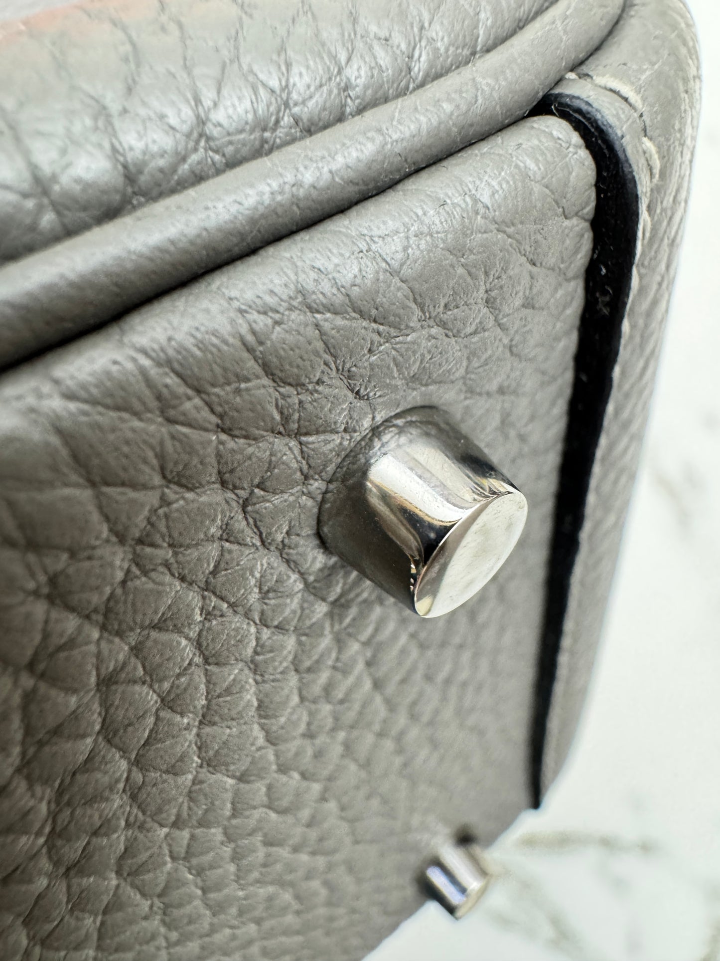 HERMES Mini Lindy 積雨雲灰銀扣 0L Gris Meyer PHW