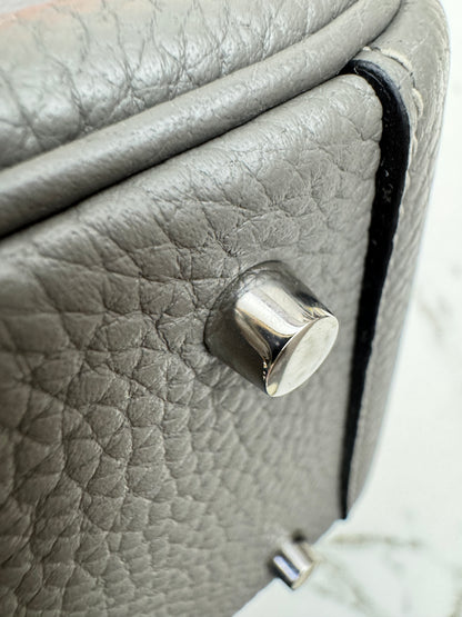 HERMES Mini Lindy 積雨雲灰銀扣 0L Gris Meyer PHW