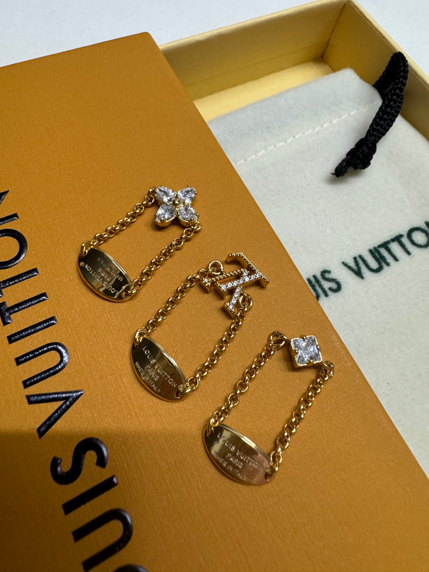 LV 三件套 金色水鑽戒指鏈