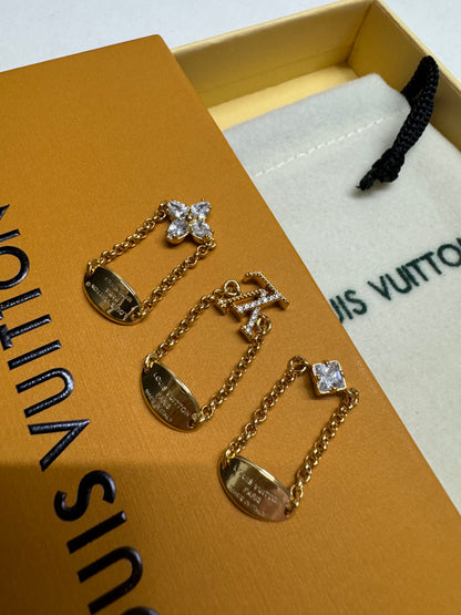 LV 三件套 金色水鑽戒指鏈