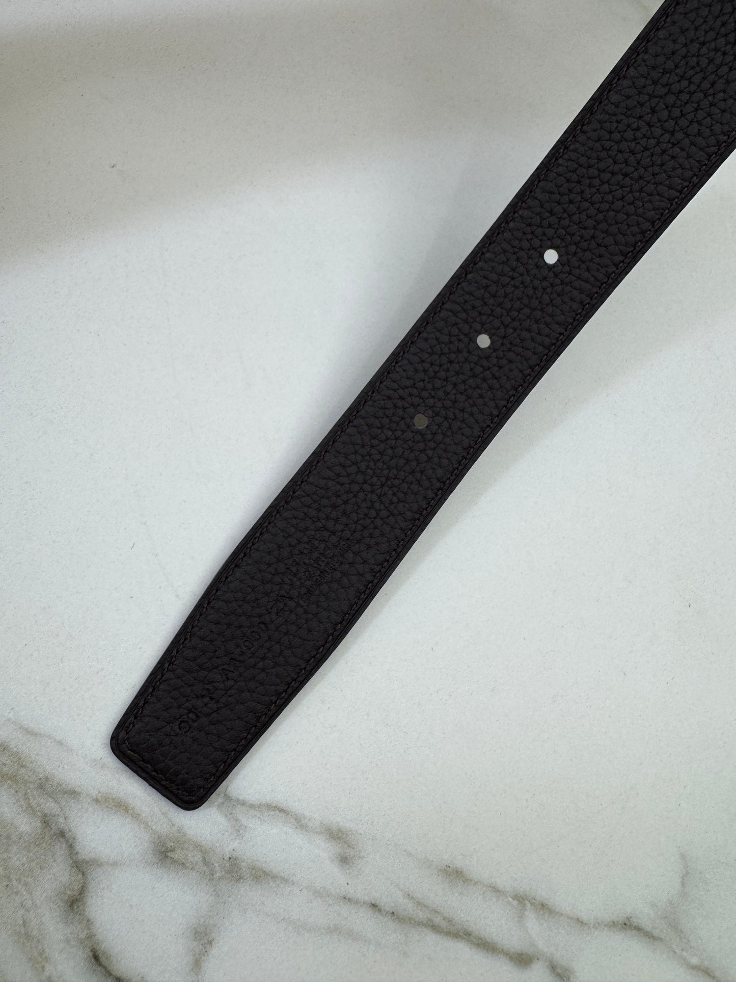 HERMES H au Carre 32mm 雙面皮帶 黑色拼烏木色