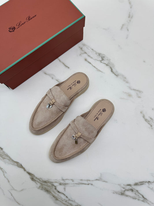 LORO PIANA Charms Walk Babouche Loafers Sand