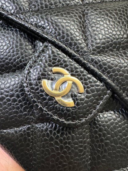 CHANEL CF三摺錢包 黑金牛