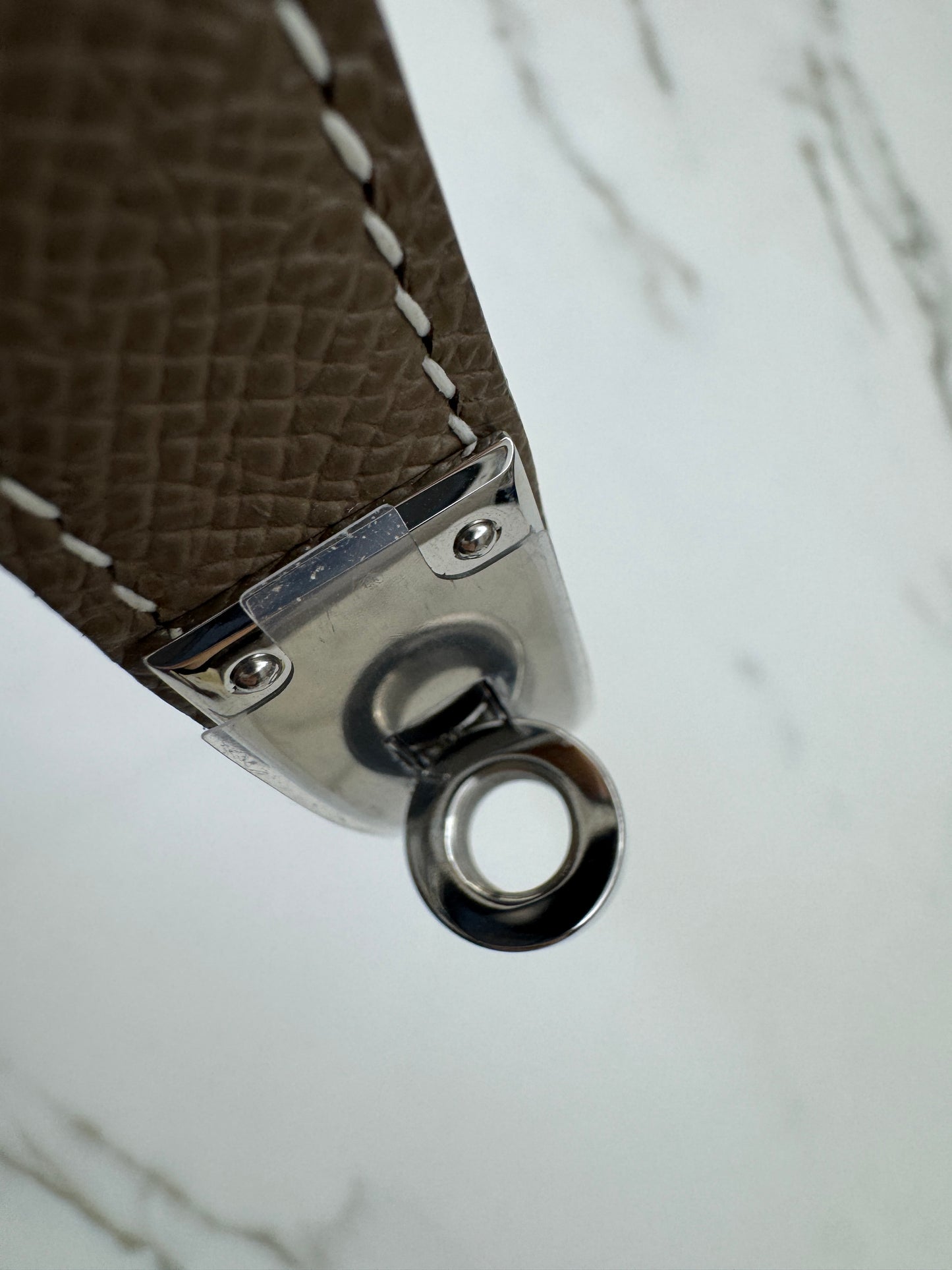 HERMES Kelly Belt 大象灰銀扣（手縫蠟線）