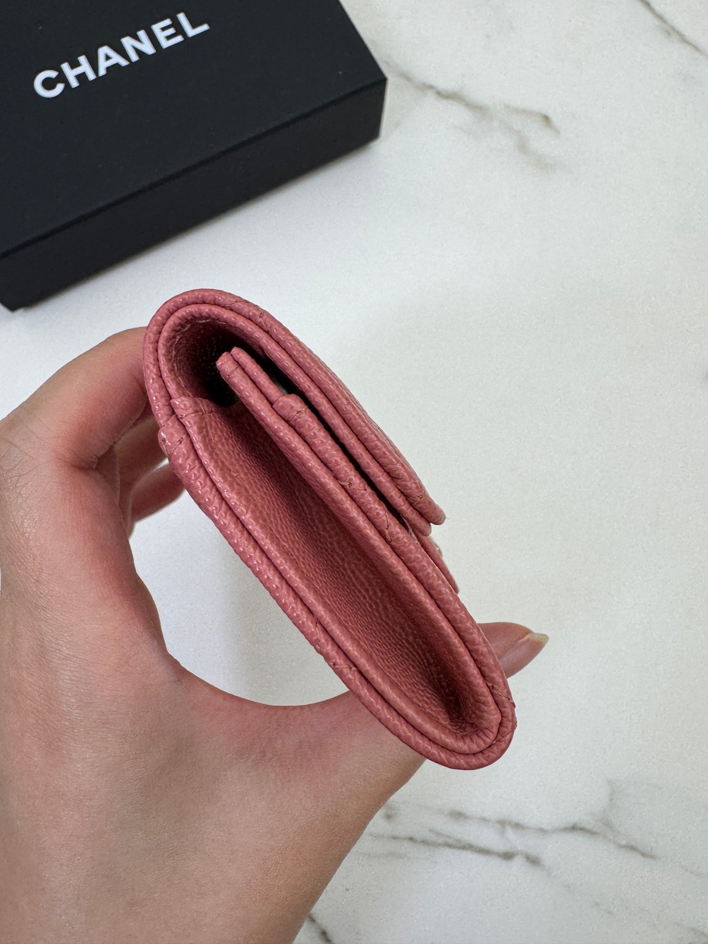 CHANEL CF Cardholder 珊瑚粉 牛皮