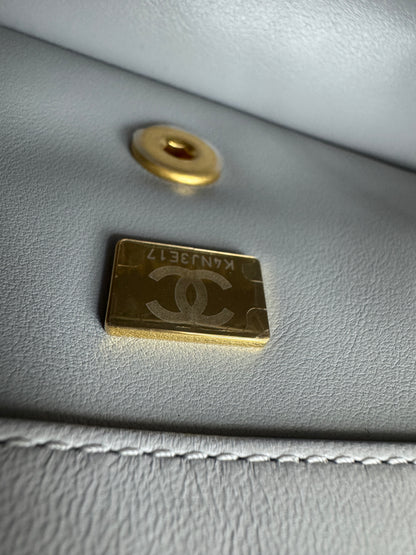 CHANEL Mini CF20 金球 淺灰色