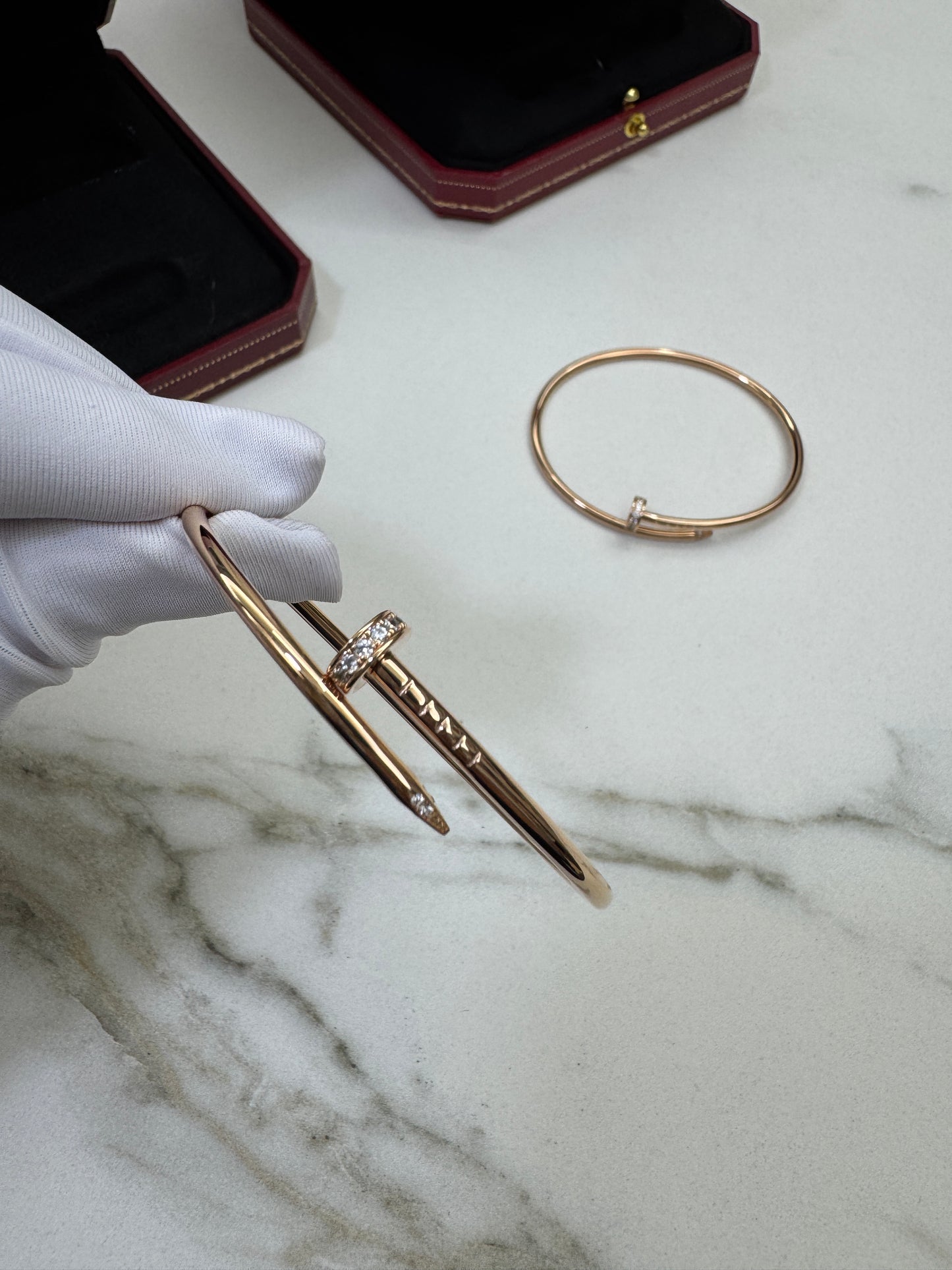 CARTIER Juste un Clou 窄版釘子手鐲 玫瑰金帶鑽