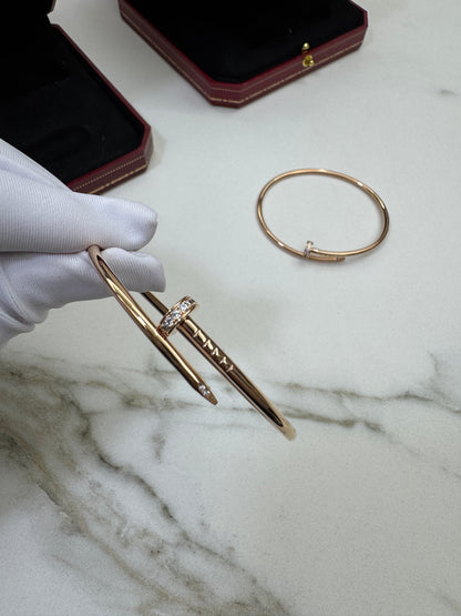 CARTIER Juste un Clou 窄版釘子手鐲 玫瑰金帶鑽
