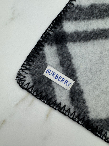 BURBERRY Check Wool Scarf 黑白色
