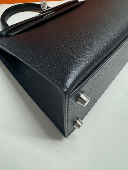 HERMES Kelly 25 黑銀 Epsom Noir