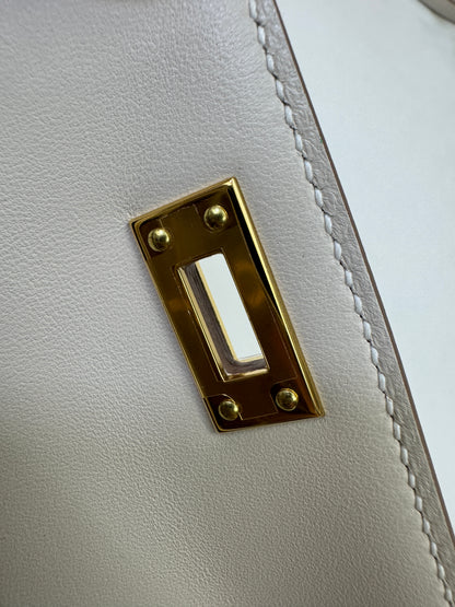 HERMES Mini Kelly II 奶昔白金扣 Epsom GHW