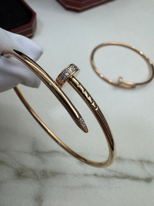 CARTIER Juste un Clou 窄版釘子手鐲 玫瑰金帶鑽