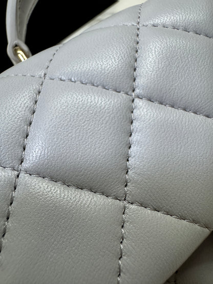 CHANEL Mini CF Handle 25P 淺灰色羊皮