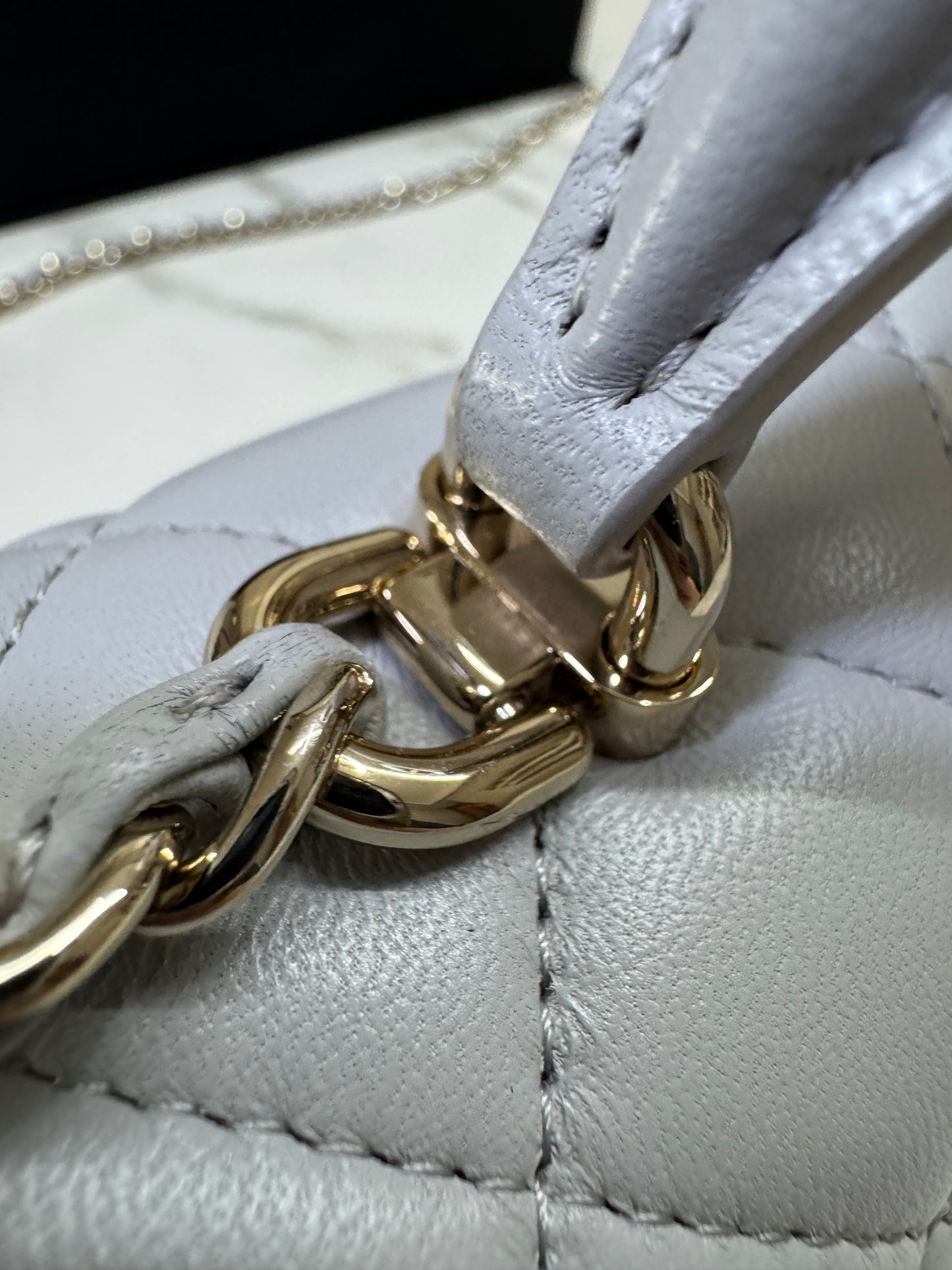 CHANEL Mini CF Handle 25P 淺灰色羊皮