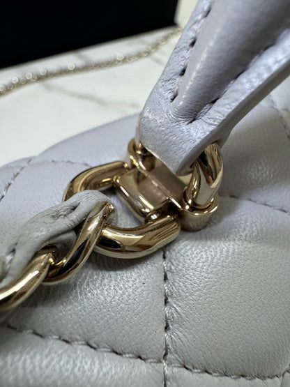 CHANEL Mini CF Handle 25P 淺灰色羊皮