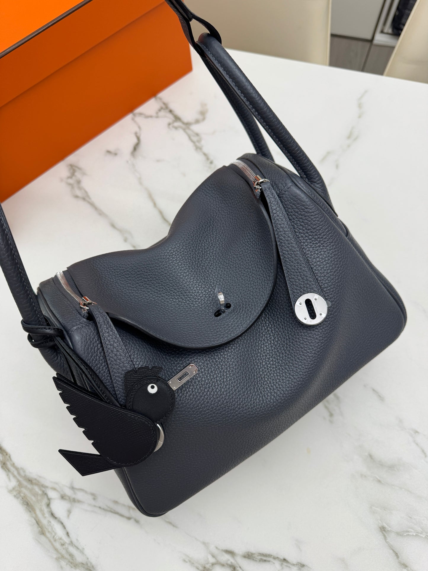 HERMES Lindy 30 石墨灰銀扣 TC 88 Graphite PHW