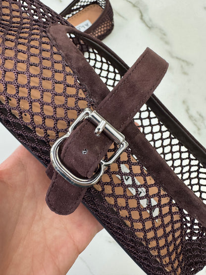 ALAIA 深棕色麂皮 漁網鞋
