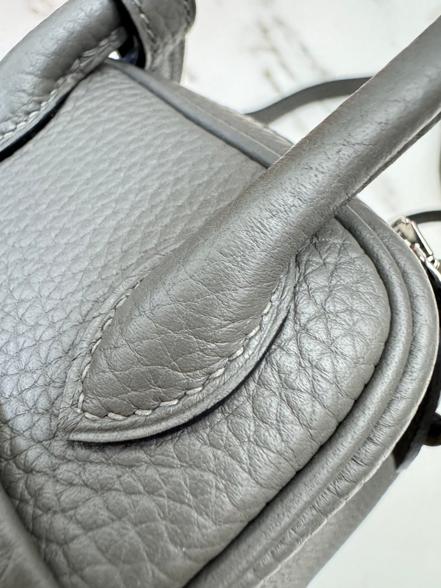 HERMES Mini Lindy 積雨雲灰銀扣 0L Gris Meyer PHW