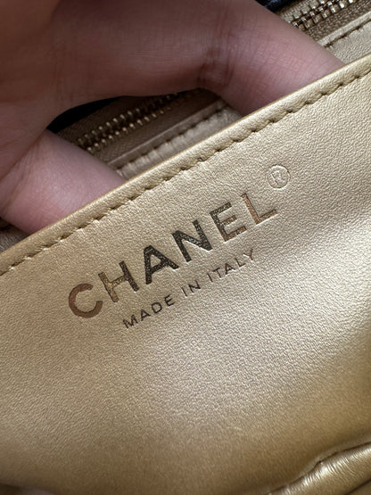 CHANEL 25K亮面淺金球 Mini CF20 Pearl Crush