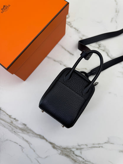 HERMES Mini Lindy 一代 黑銀 Noir PHW