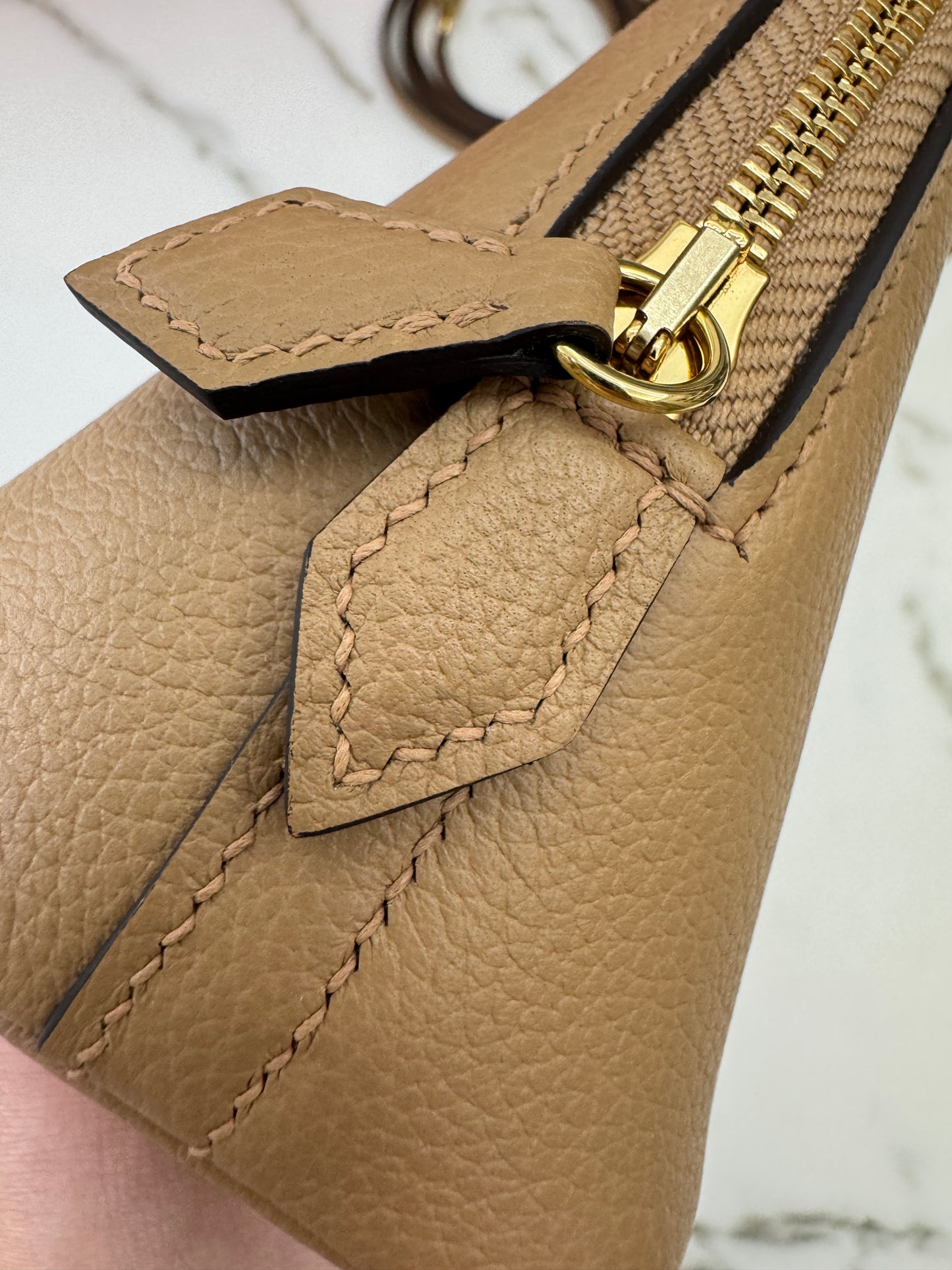 HERMES Mini Bolide 奶茶色金扣 Evercolor Chai GHW