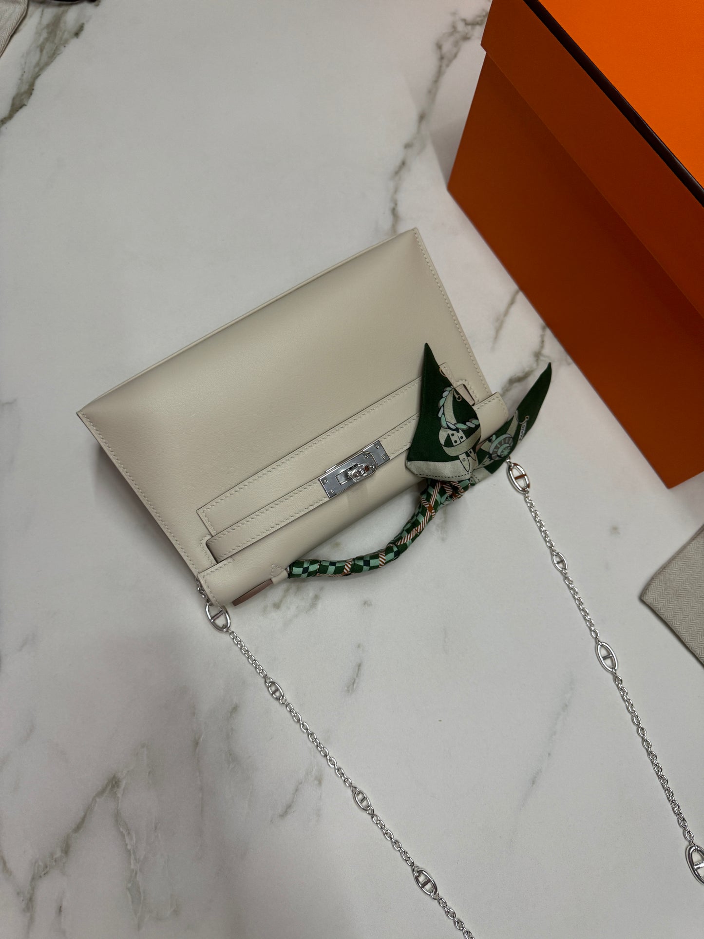 HERMES Mini Kelly I 奶昔白銀扣 Kelly 一代 Kelly Pochette