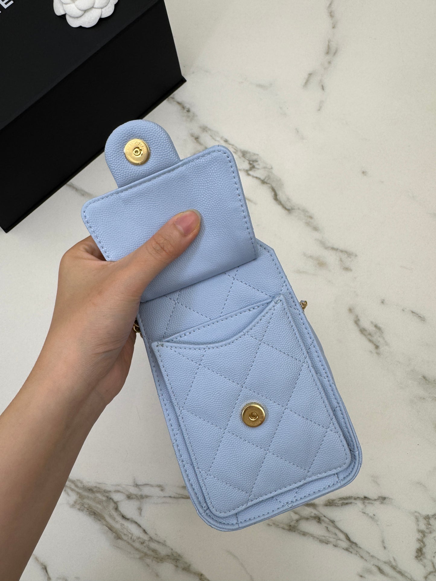 CHANEL Mini 25Bag 26A Baby Blue 亮金扣