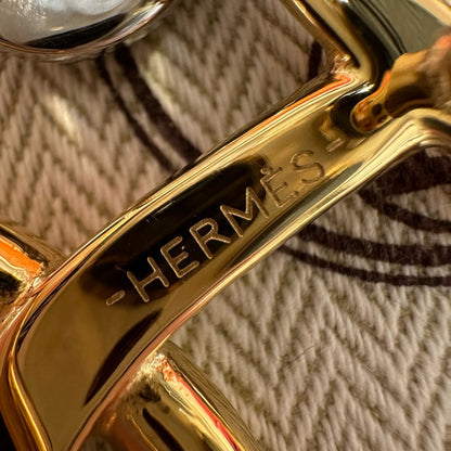 HERMES Cursives 雙面皮帶 黑/金棕色 24mm 金扣/銀扣