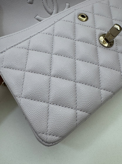 CHANEL 21S 淺粉紫 Classic Flap Small CF23 Liliac