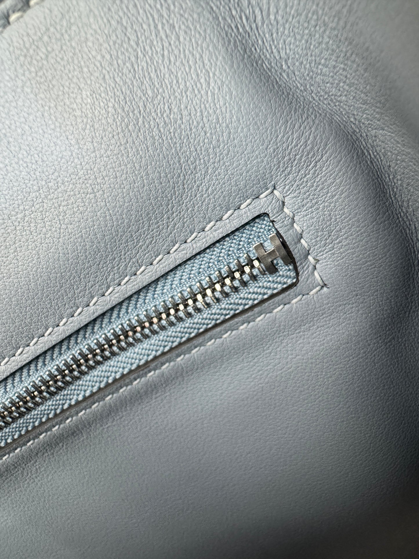 HERMES Mini 2424 亞麻藍銀扣 Evercolor Blue Lin PHW