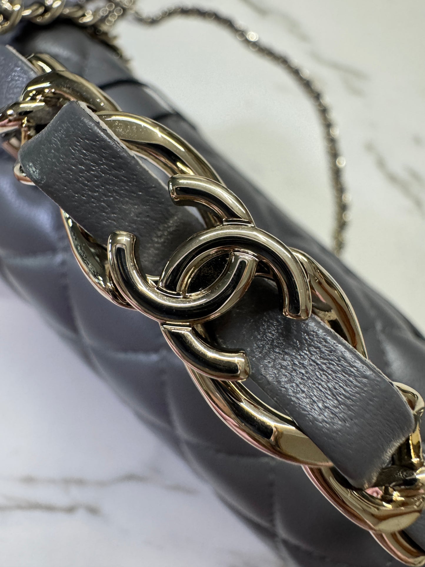 CHANEL 23K Mini CF with Top Handle 手柄CF 深灰色羊皮