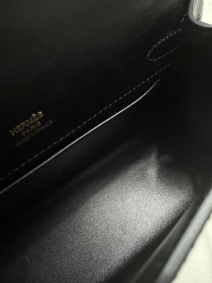 HERMES Mini Kelly I 黑金 Box皮 Kelly Pochette