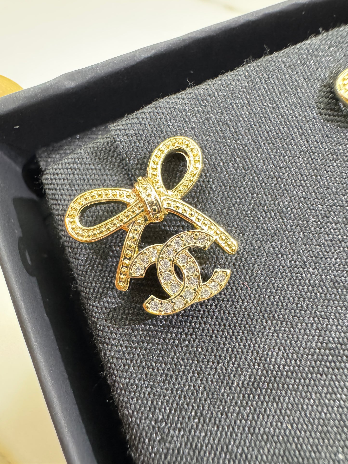 CHANEL 25K 蝴蝶結項鏈 淺金色