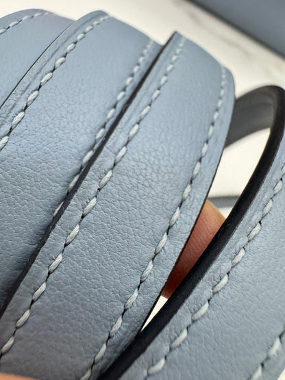 HERMES Mini 2424 亞麻藍銀扣 Evercolor Blue Lin PHW