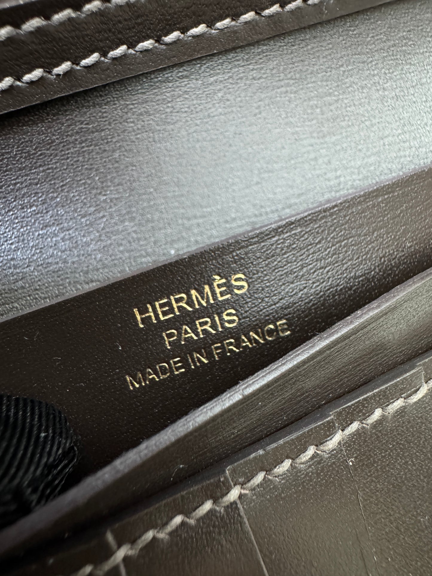 HERMES Bearn Compact Wallet 烏木色Box皮 Ebene GHW